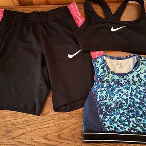 Sports bundle 1 nike basketball short, 2 sports bras (no pads)